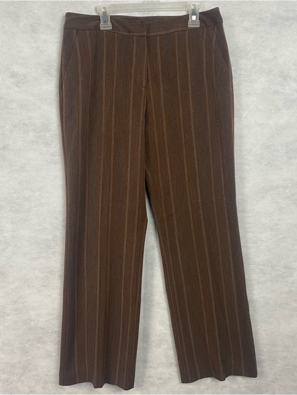 Vtg JH Collectibles Dress Pants Womens 8P Karyn Brown Blue Pinstripe Stretch